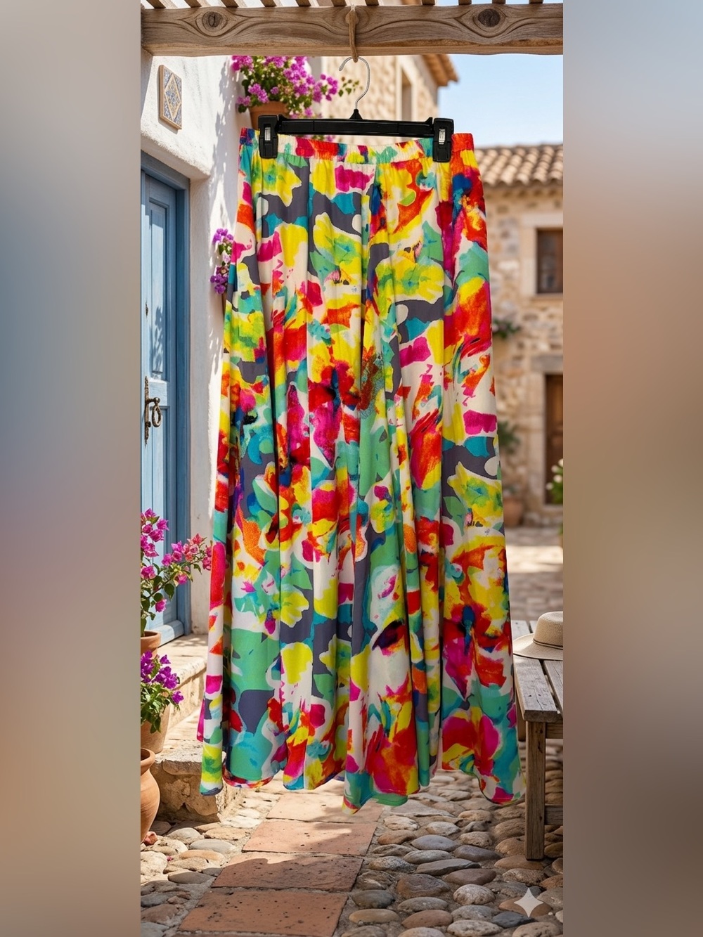 Bright Multicolor Floral Maxi Skirt
